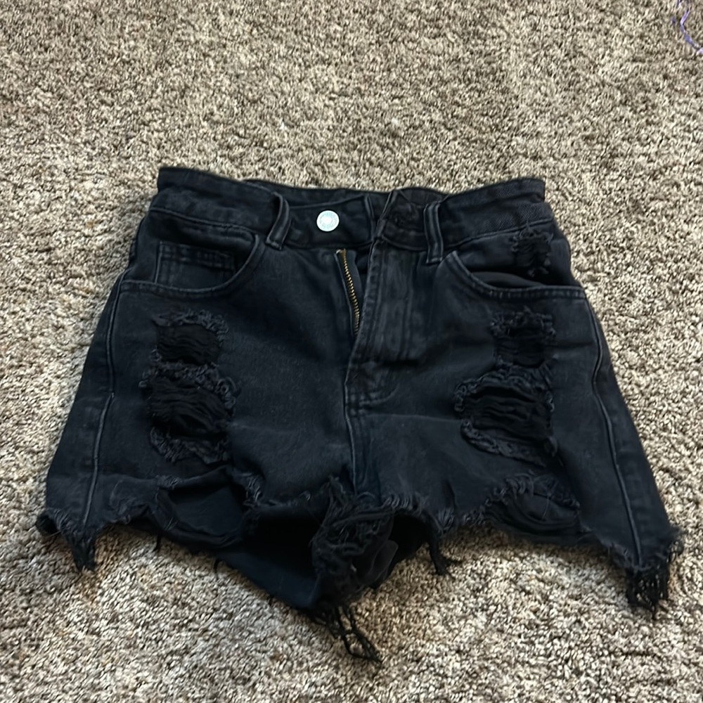 Ripped Jean Shorts Black